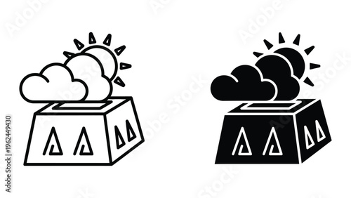 Contrast of weather conditions emerging from two open treasure chests