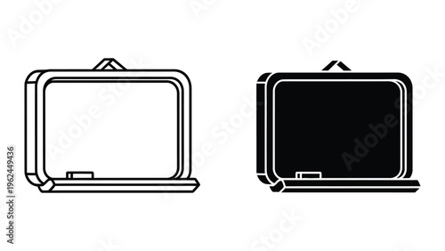 Comparison of a blank screen and a powered on flat screen monitor or television