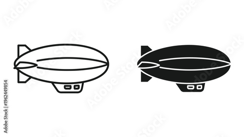 Comparison of a sketch style zeppelin and a filled zeppelin illustration