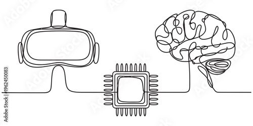 neural network, brain-computer interface, virtual reality concept