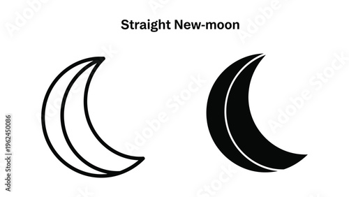Illustration depicting the phases of a straight new-moon in crescent shapes