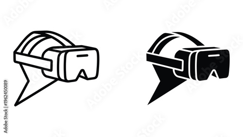 Contrast of two virtual reality headset icons with differing artistic styles