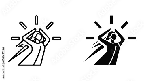 Contrast between a positive and negative fist bump with light beams