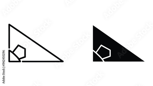 Geometric depiction of right triangles with inscribed polygons and contrasting shading
