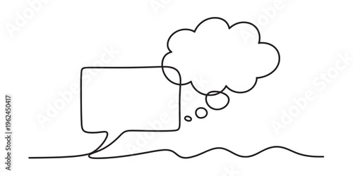 speech bubble with thought cloud, simple line drawing