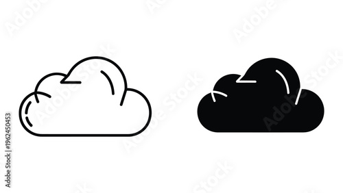 Comparison of a simple line-drawn cloud and a filled-in bold cloud icon design