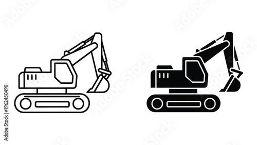Comparison of excavators in different styles and colors