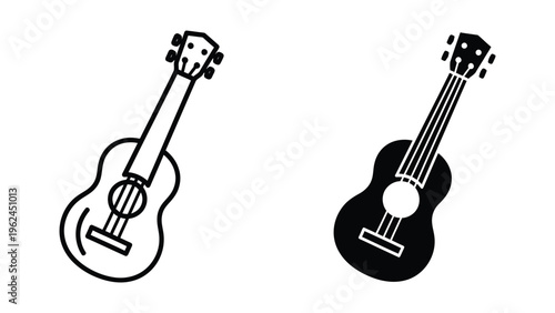 Contrast between a light and dark ukulele silhouette design
