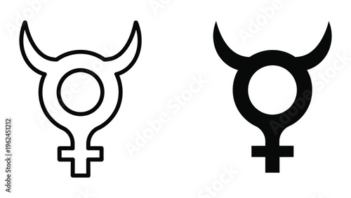 Contrast between traditional and modern gender symbols with devil horns