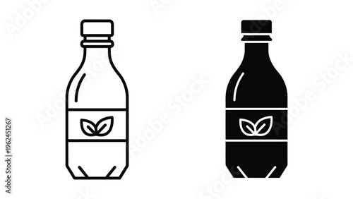 Comparison of a clear and a dark beverage bottle with leaf symbol labels