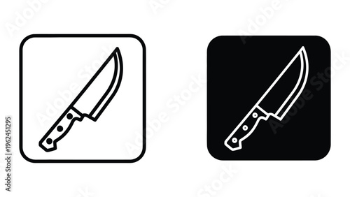 Contrasting visual styles of a chef's knife in positive and negative icons