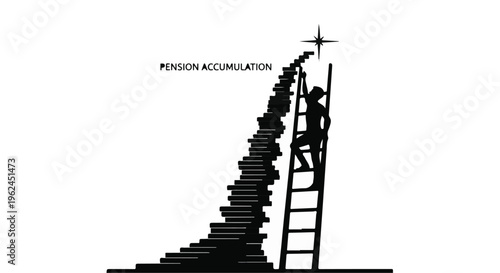 businessman climbing ladder to pension accumulation goal
