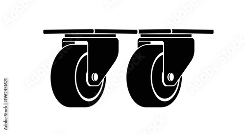 Silhouette of a pair of wheels with axle industrial equipment silhouette