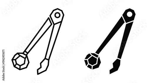 Two types of wrenches illustrated in contrasting styles for mechanical applications