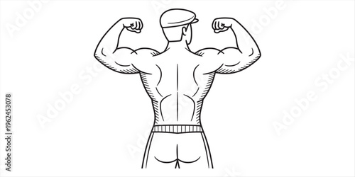 muscular man flexing back muscles