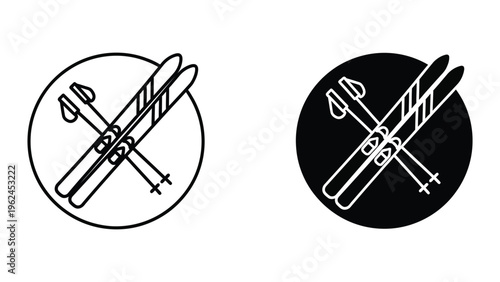 Contrasting ski crossing symbols in different background styles