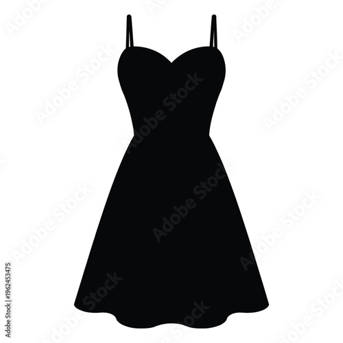 A black silhouette of a women's dress