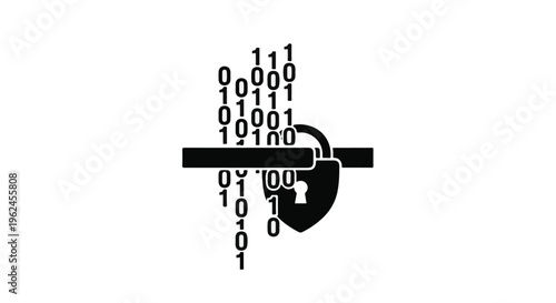 Digital security lock with binary code background