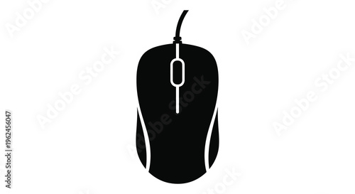 Silhouette of a standard wired computer mouse from above