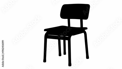 Black school chair silhouette on white background classroom furniture icon education symbol simple design