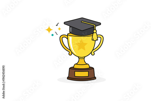 A graduation trophy adorned with a cap symbolizing academic achievement and success.