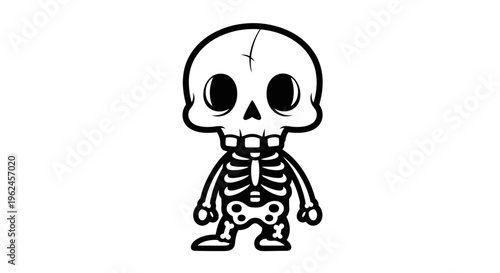 A cartoon skeleton character standing alone.