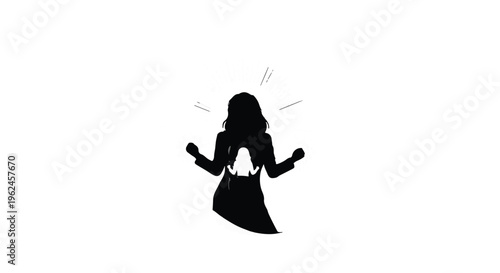 silhouette of woman with arms outstretched in frustration or dance