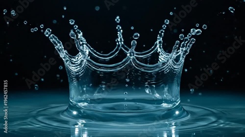 High speed macro shot of water drop splashing on surface