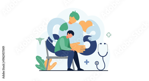Caring Support for Mental Health and Emotional Distress Illustration