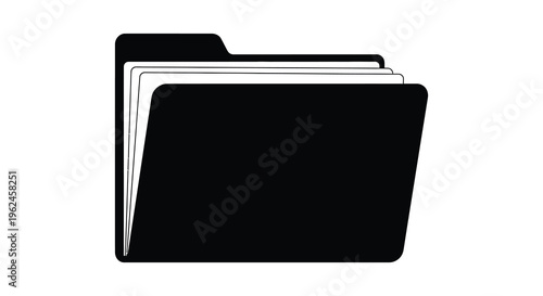 Silhouette of a black file folder with white pages