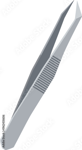 Tweezers Beauty Accessory Silver Color on Black Background