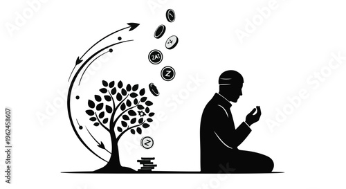 Businessman investing money in growing tree for financial growth