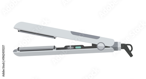 Hair straightener in sleek modern design with cool blue lighting for beauty and hair care product advertising