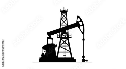 Silhouette of an oil pump jack in a simple black design