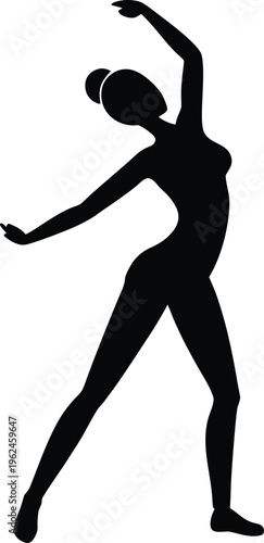 Woman Stretching Flat Icon Style Silhouette Vector Art Illustration