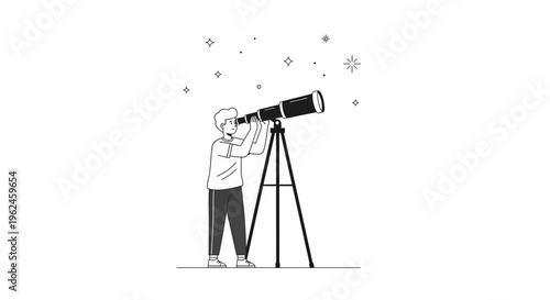 Person observing stars with telescope representing astronomy exploration.