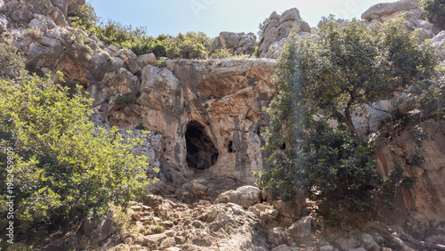 Entrance  to the Finger Cave in National Park on Mount Carmel near Haifa in northern Israel