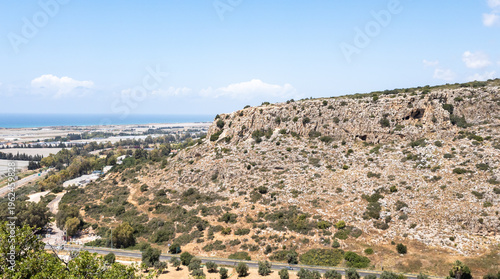 View  from Finger Cave in National Park on Mount Carmel near Haifa in northern Israel