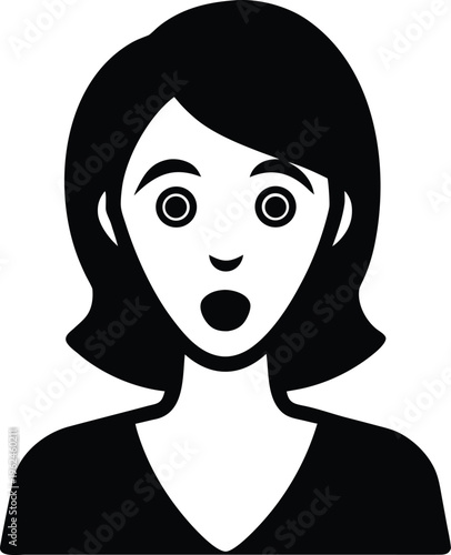 Woman Surprised Flat Icon Style Silhouette Vector Art Illustration