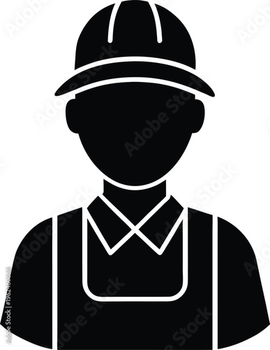 Worker Man Flat Icon Style Silhouette Vector Art Illustration