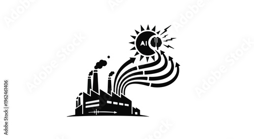 Industrial factory with AI technology concept