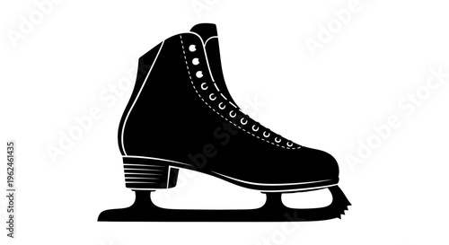Silhouette of a black ice skate on a white background