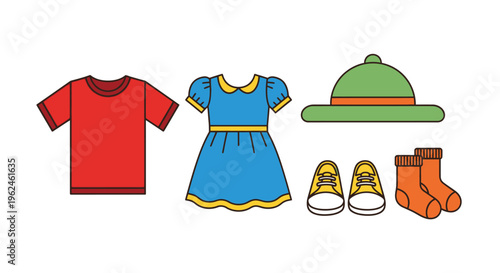 Colorful kid clothing and accessories.