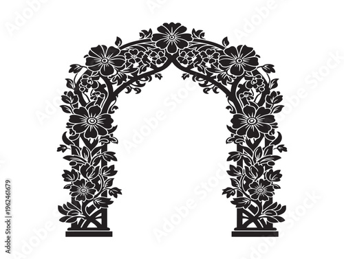 Decorative floral archway silhouette with wedding inspired elegance 