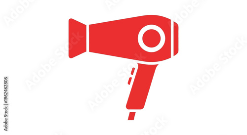 Red hair dryer icon in minimalist flat design for beauty and hair care branding