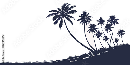 Silhouette of palm trees on a beach