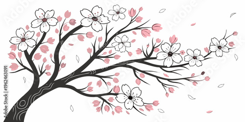 A tree with white flowers and pink leaves