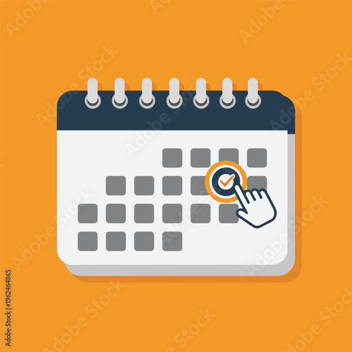 Digital calendar with check mark.