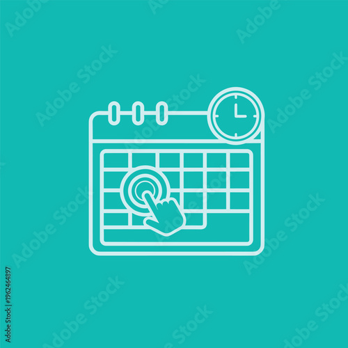 Hand clicking on calendar icon.