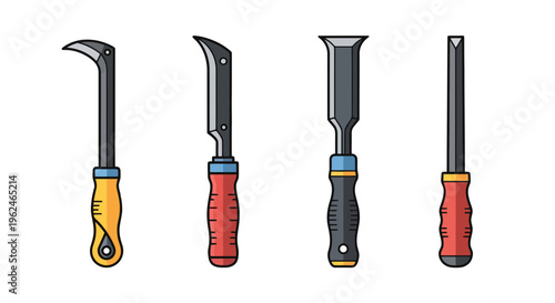 Professional Farrier Hoof Knives and Trimming Tools Set for Livestock and Horse Care Vector Illustration